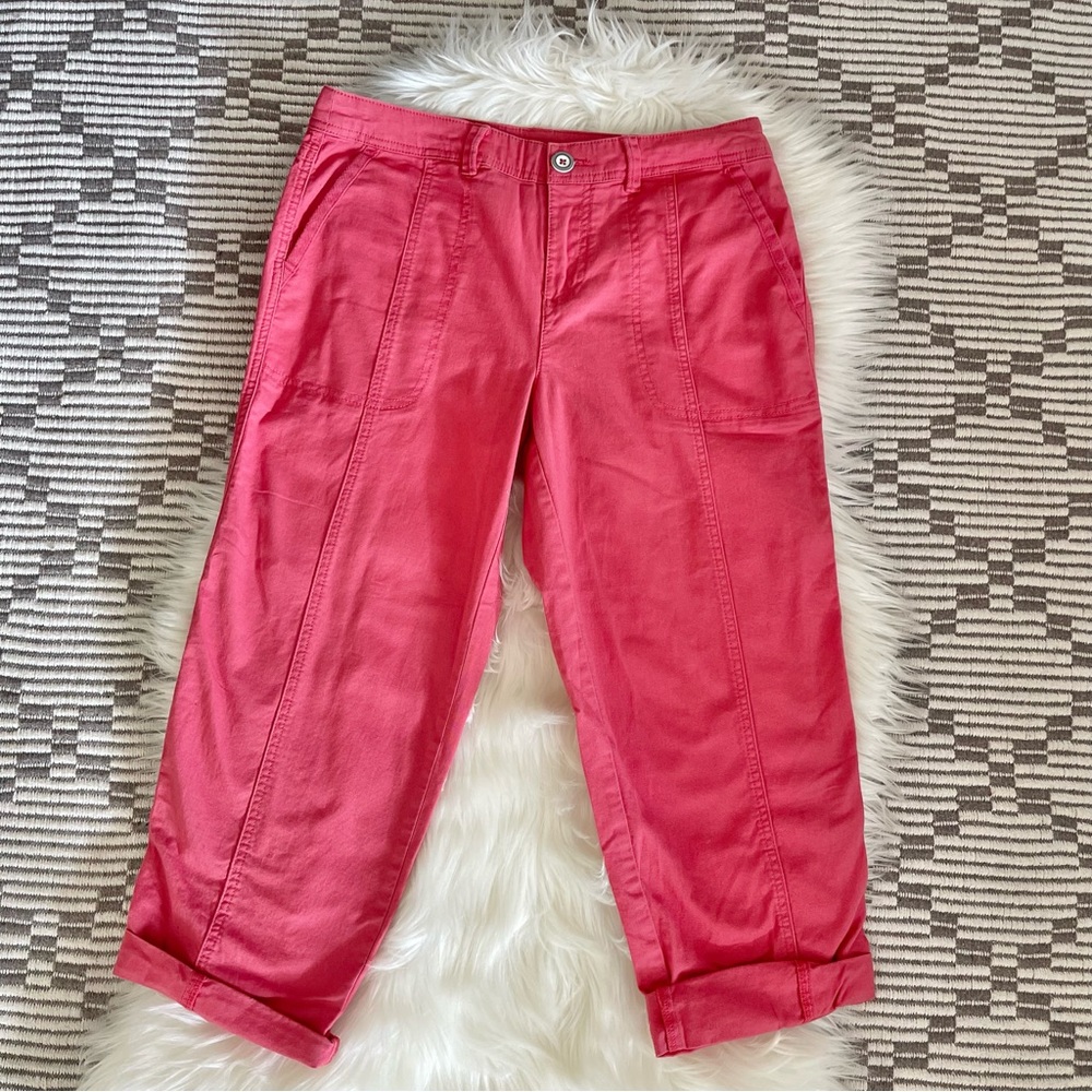 Style & Co Blush Peach Cropped Cargo Capri Mid-Rise Pants 6